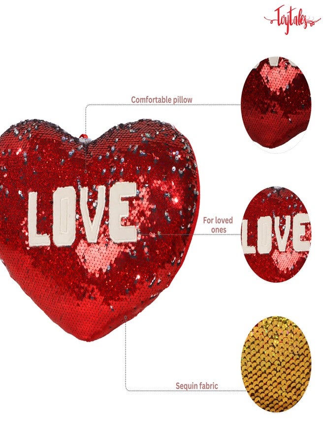 MABLE Reversible Sequin Heart Shape Cushion (30 Cm) Stuffed with Love, Soft Plush Cushions for Girls/Boys, Lightweight Velvety Touch for Comforting Hugs, Gift for Girlfriend/Boyfriend - Image 5